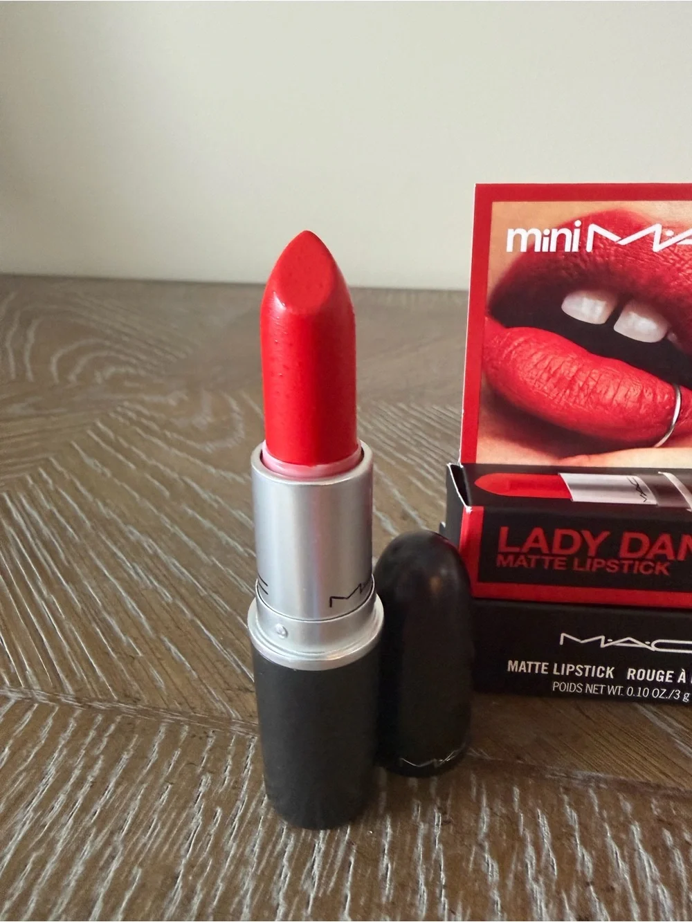 New in box 2 piece MAC Cosmetics Lady Danger Matte Lipsticks- full size & mini